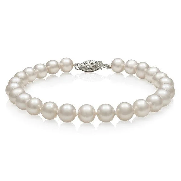 Ladies Rings with Moon Shine-14K White Gold 7.5 inch Akoya AAA Pearl Bracelet featuring 6.5-7MM Pearls