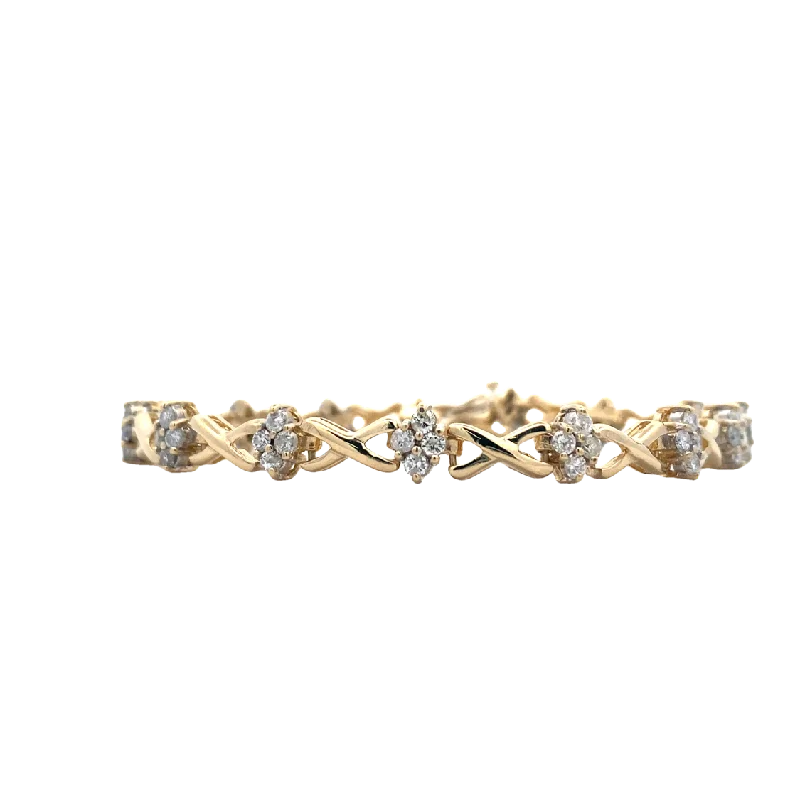 Ladies galaxy spark bracelets -Estate Diamond Link Bracelet in Yellow Gold