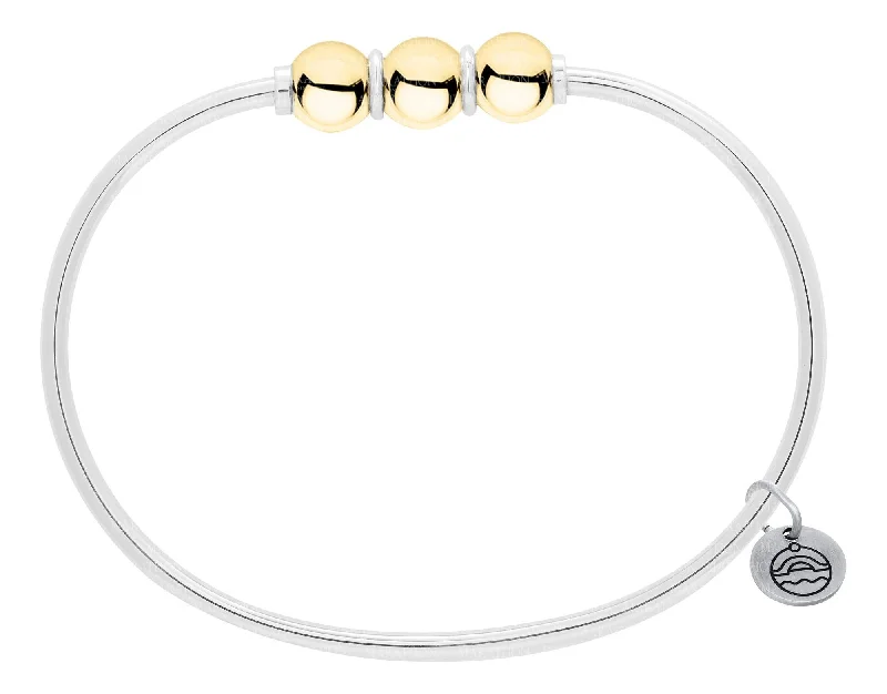 Ladies key charm bracelets -Authentic Cape Cod Triple Ball Bracelet made by Lestage - Sterling Silver w/ 14k Yellow Gold