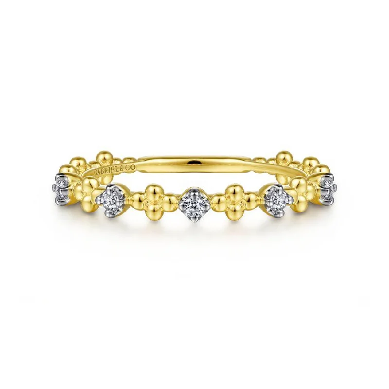 Ladies Rings with White Thaumasite-Gabriel & Co. - LR52161Y45JJ - 14K Yellow Gold Diamond and Bujukan Bead Station Ring