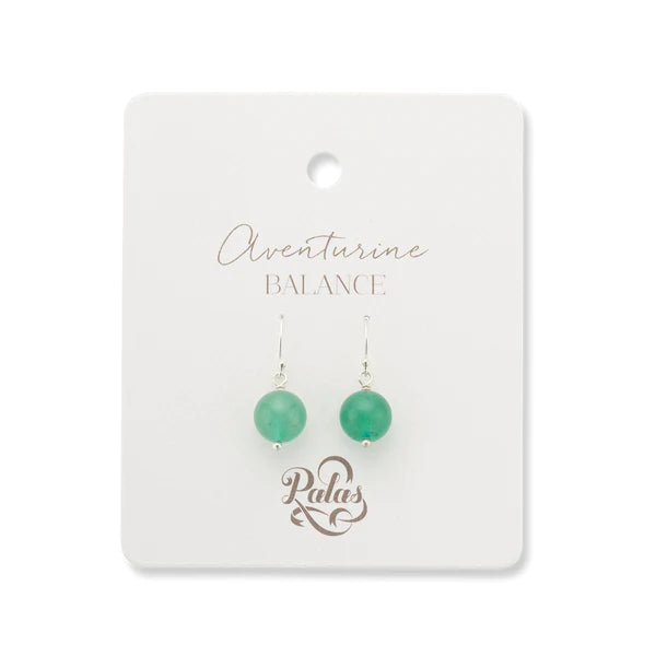 Ladies Earrings with Cross Glow-Palas Jewellery - Aventurine Healing Gem Earrings*