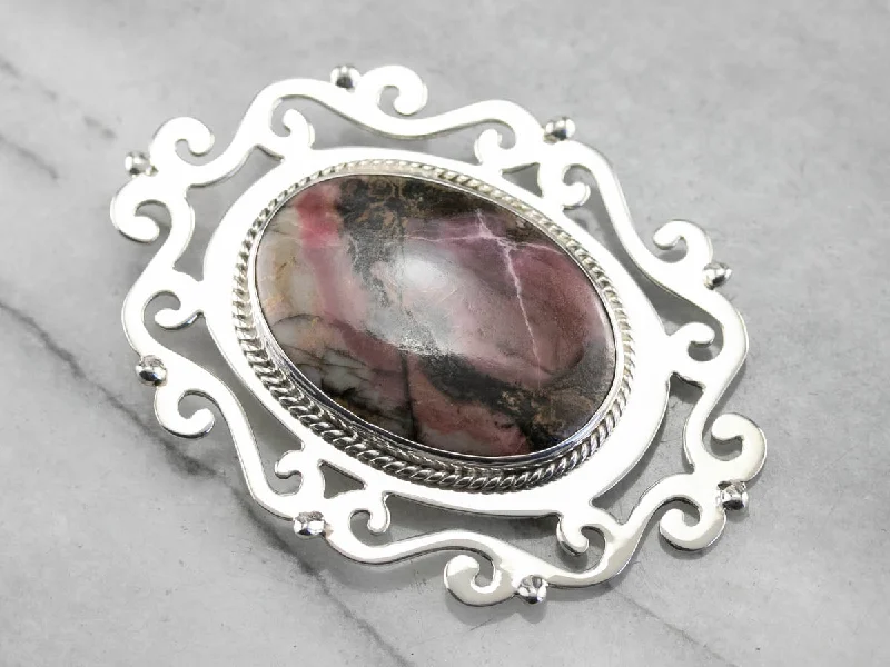 Ladies high sheen brooches -Bold Rhodochrosite Pendant or Brooch