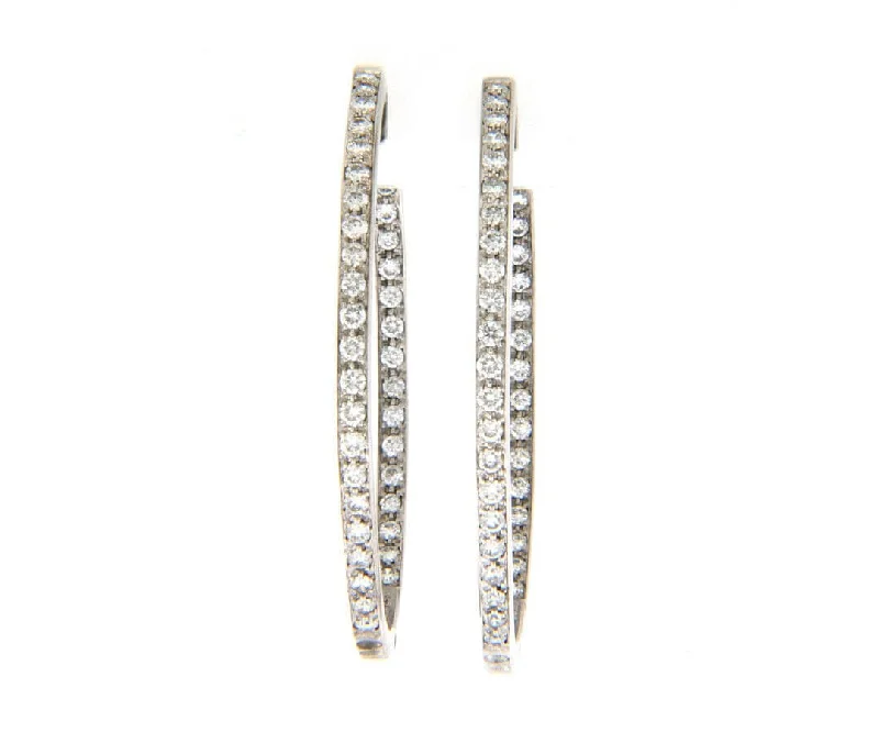 Ladies Earrings Twist Glow-Sonia Bitton 2.75ctw Diamond Oval Inside Out Hoop Earrings in 14K