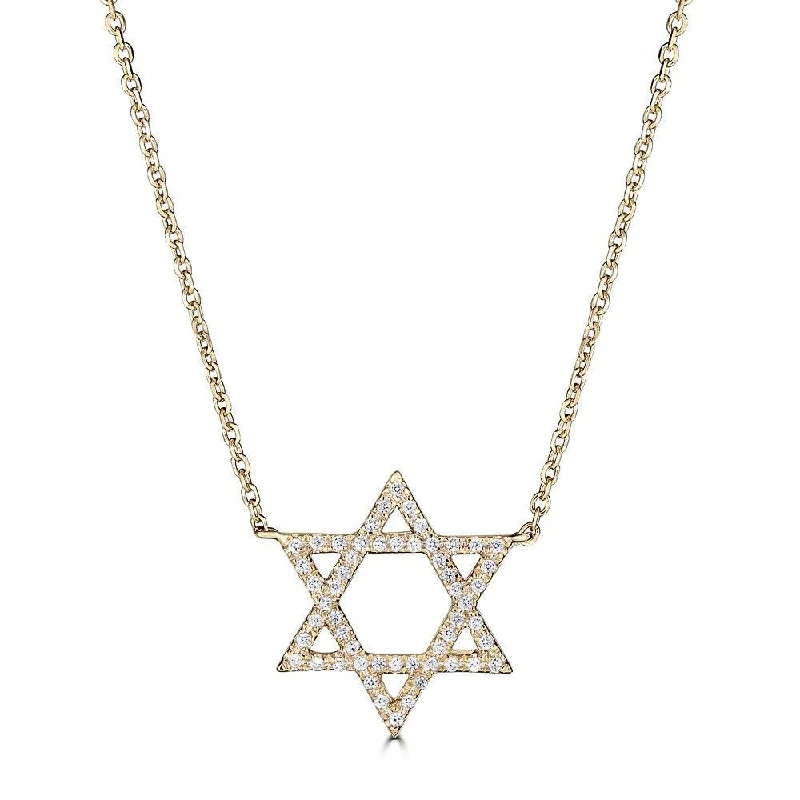 Ladies inspiring spark necklaces -14KT GOLD 0.15 CTW DIAMOND STAR OF DAVID NECKLACE