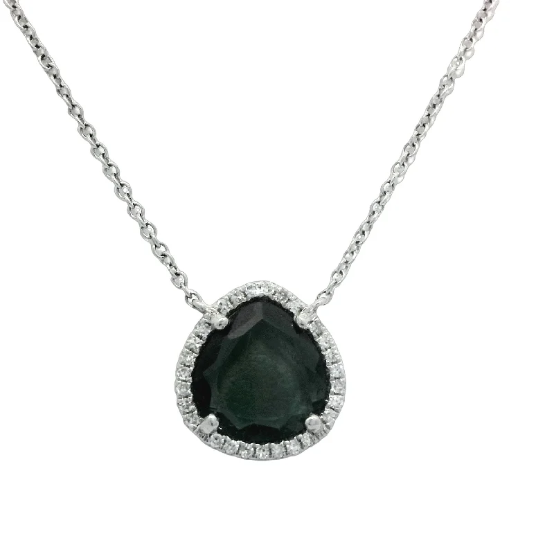 Ladies trendy vibe necklaces -Tourmaline Necklace in White Gold