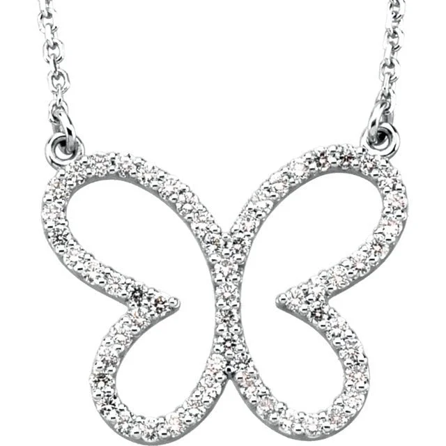 Ladies rare find necklaces -14KT GOLD 1/4 CTW DIAMOND BUTTERFLY 16" NECKLACE