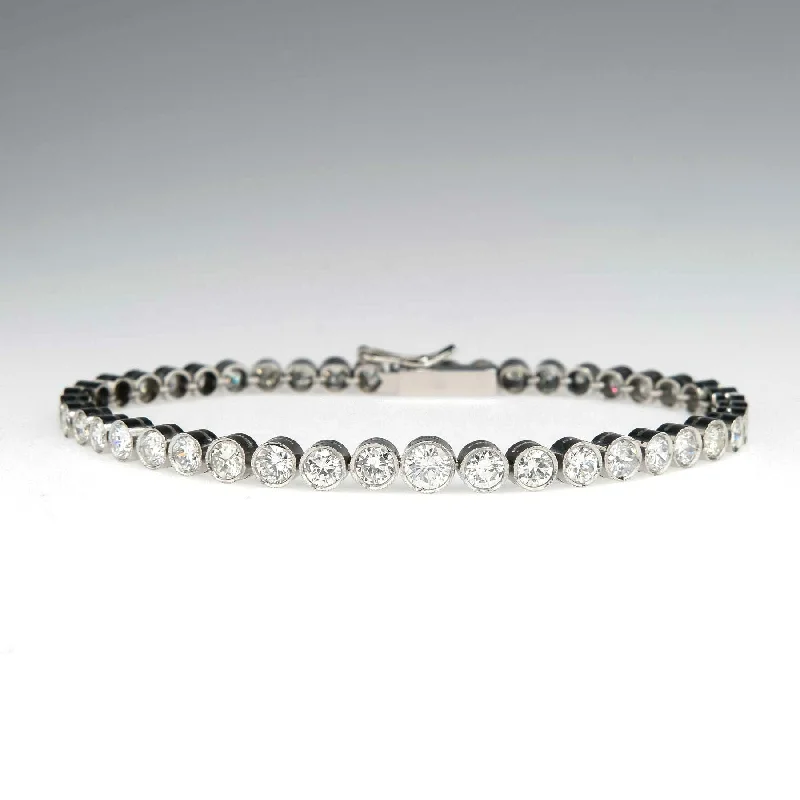 Ladies beach wave bracelets -7.00ctw Round Diamond 7" Tennis Bracelet in 14K White Gold