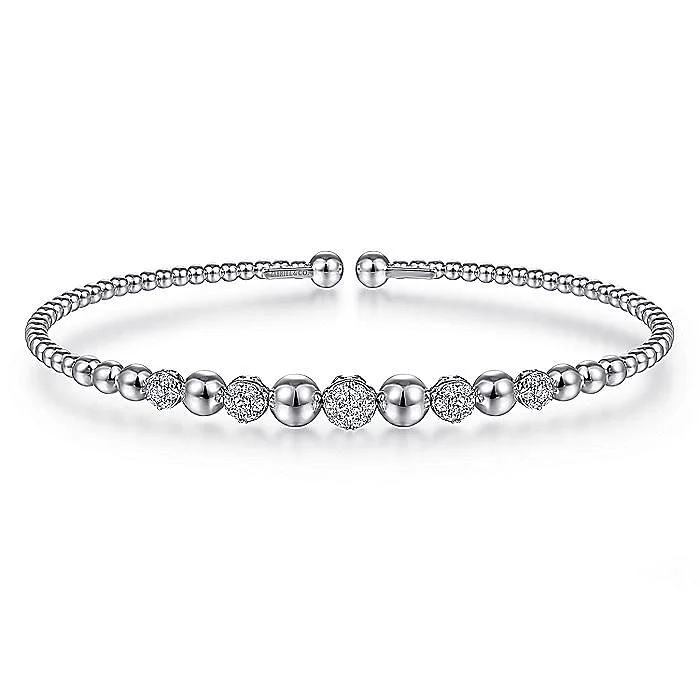 Ladies sunbeam shine bracelets -Five Diamond Cluster BBujukan Bangle in White Gold by Gabriel NY