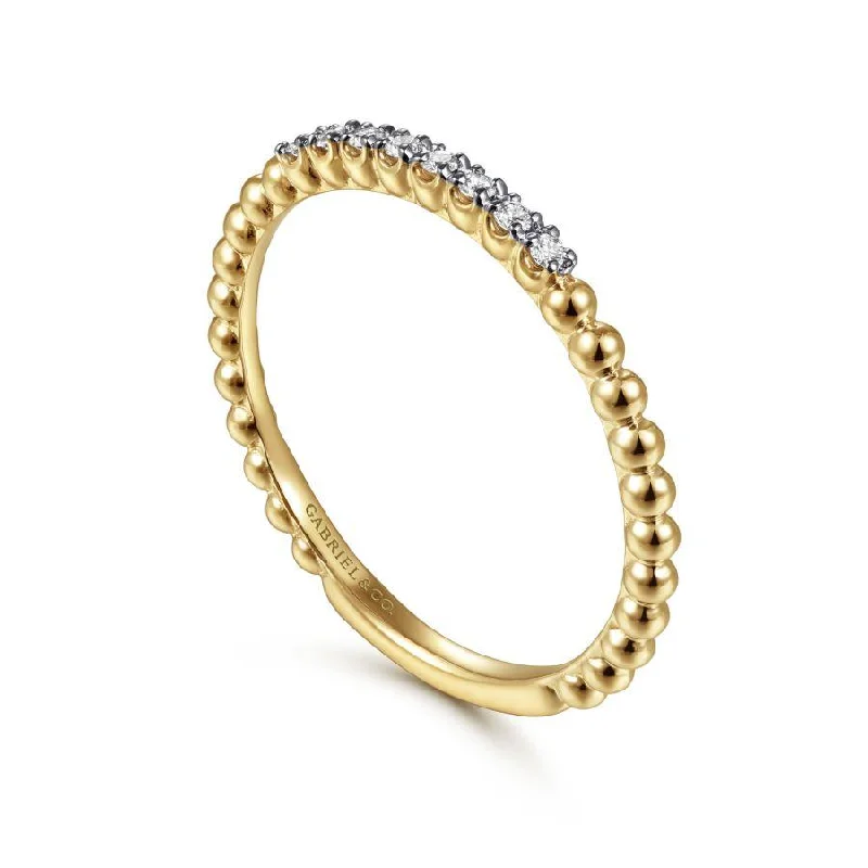 Ladies Rings Light Spark-Gabriel & Co. - LR51823Y45JJ - 14K Yellow Gold Bujukan Bead and Diamond Stackable Ring