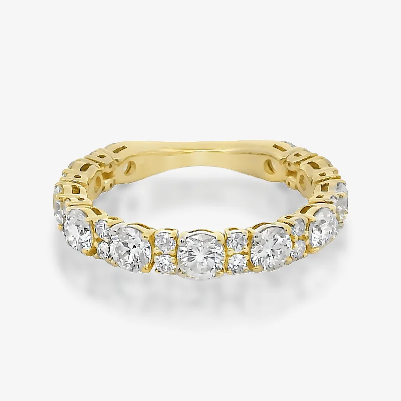 Ladies Rings with Crystal Glow-3/4 Two/One Row 1.65CT Diamond Ring