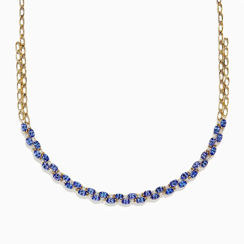 Ladies gala glow necklaces -Nahla Siri 14K Yellow Gold Tanzanite and Diamond Necklace