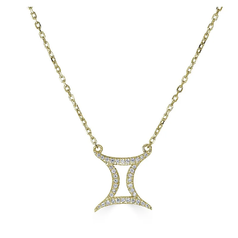 Ladies companion bond necklaces -14KT GOLD 0.12 CARAT ROUND DIAMOND GEMINI NECKLACE- 2 COLORS