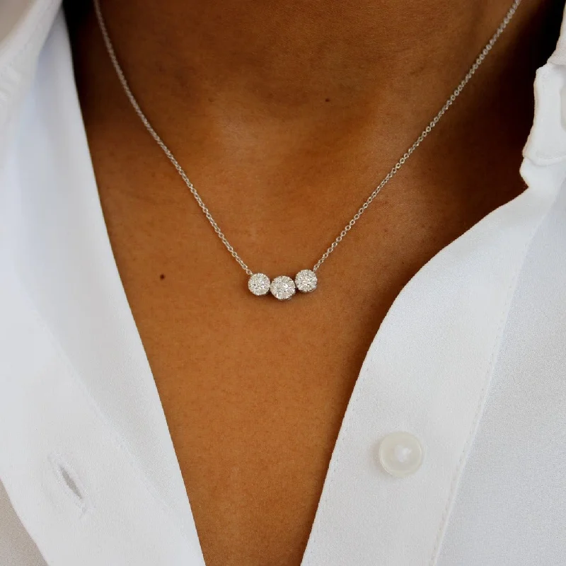 Ladies premium shine necklaces -Must See Illusion Necklace 3 Stone (M)