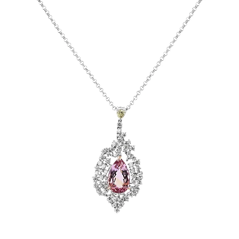 Ladies painted flair necklaces -PLATINUM & 18KT 7.89 CT TOPAZ & 2.52 CTW DIAMOND CLUSTER HALO NECKLACE