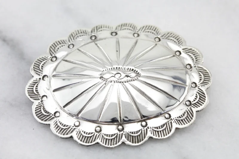 Ladies fanciful gleam brooches -Vintage Sterling Silver Southwest Style Brooch