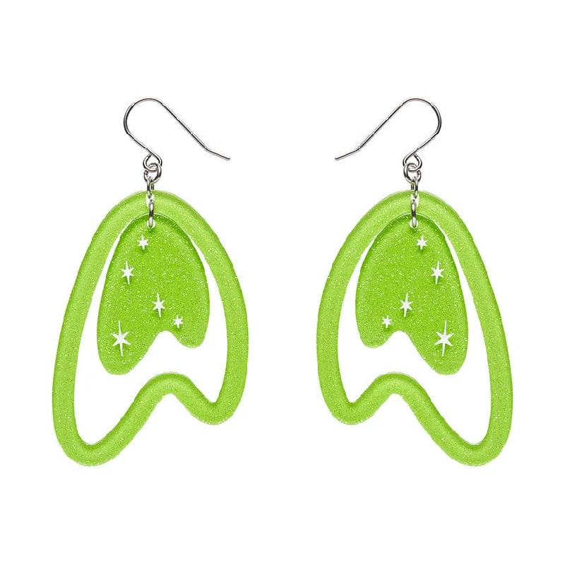 Ladies Earrings Bright Spark-Erstwilder - Atomic Boomerang Drop Earrings - Green