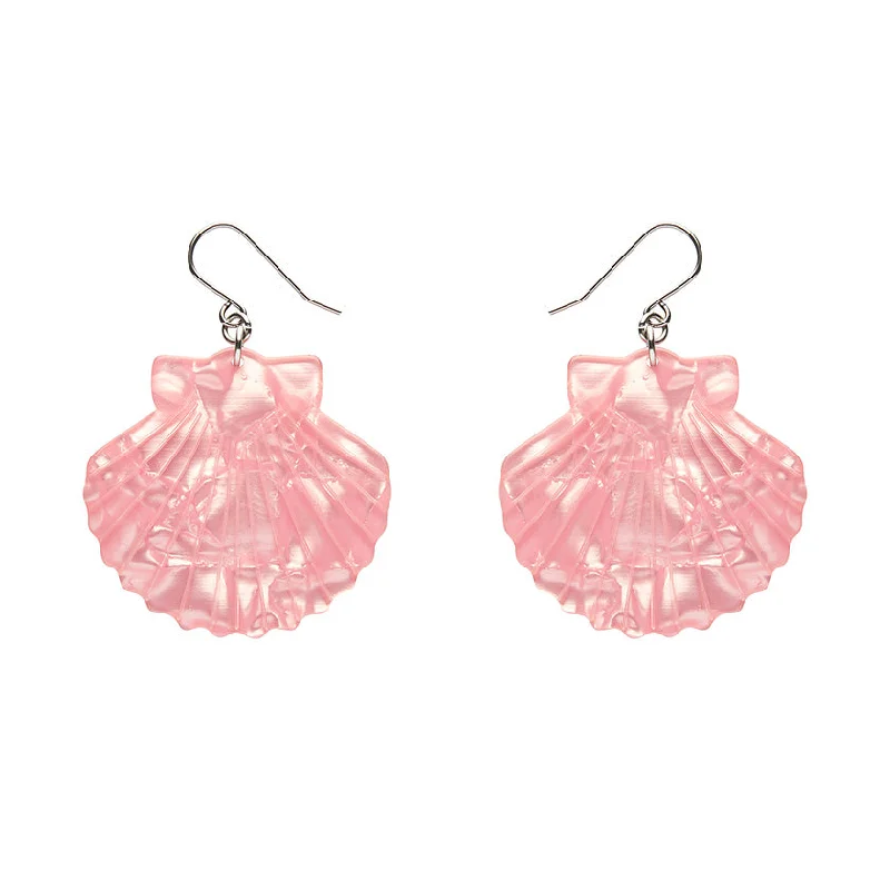 Ladies Earrings Drop Glow-Erstwilder - Sea Shell Drop Earrings - Pale Pink