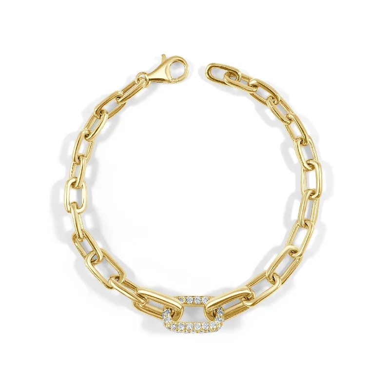 Ladies serene glow bracelets -Diamond Link Bracelet in Yellowo Gold