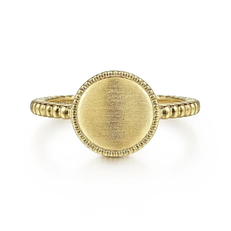 Ladies Rings with Green Uvarovite-Gabriel & Co. 14K Yellow Gold Bujukan Personalized Signet Ring