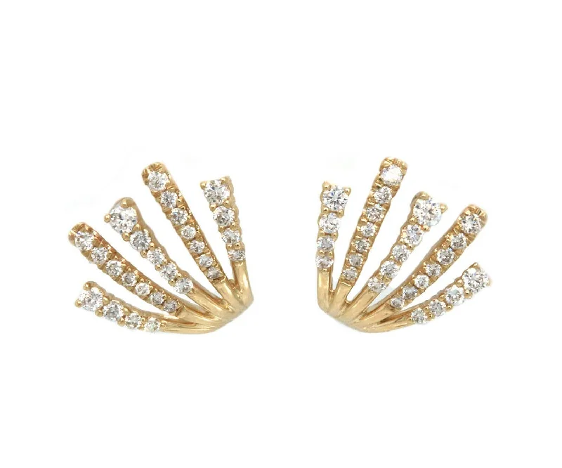 Ladies Earrings with Bright Sunstone-New Gabriel & Co. 0.52ctw Diamond Fan Stud Earrings in 14K