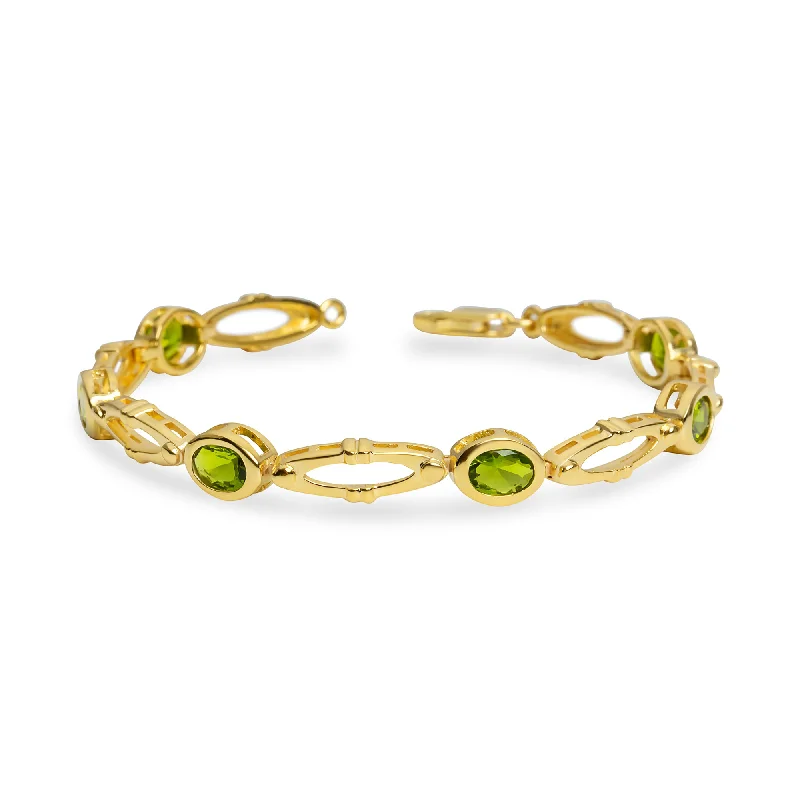 Ladies tender heart bracelets -THE GREEN OVAL VEDRA LINK BRACELET