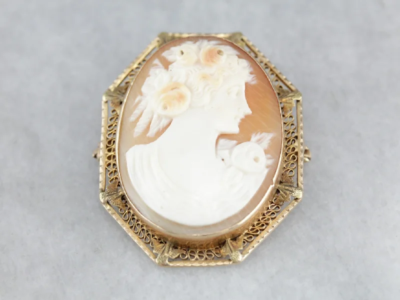 Ladies eastern mystique brooches -Vintage Cameo Filigree Pendant or Brooch