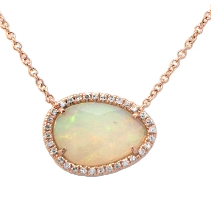 Ladies peaceful jade necklaces -Opal Necklace in Rose Gold