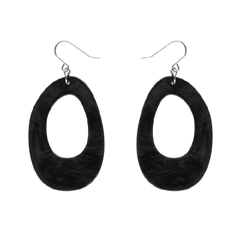 Ladies Earrings Infinite Spark-Erstwilder -  Bold Hoop Ripple Drop Earrings - Black