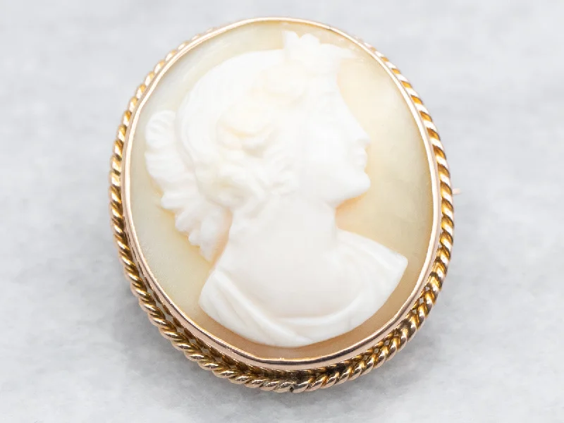 Ladies uplifting flair brooches -Yellow Gold Cameo Brooch