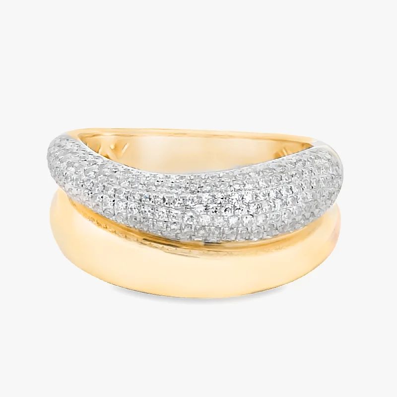 Ladies Rings for Aunt Spark-8.5MM 2 Row Curved Diamond Cloud Ring