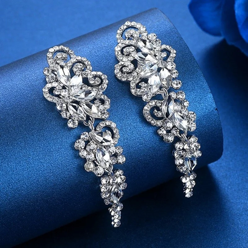 Ladies Earrings with Cross Glow-Luxury Hanging Rhinestone Earrings JS-008