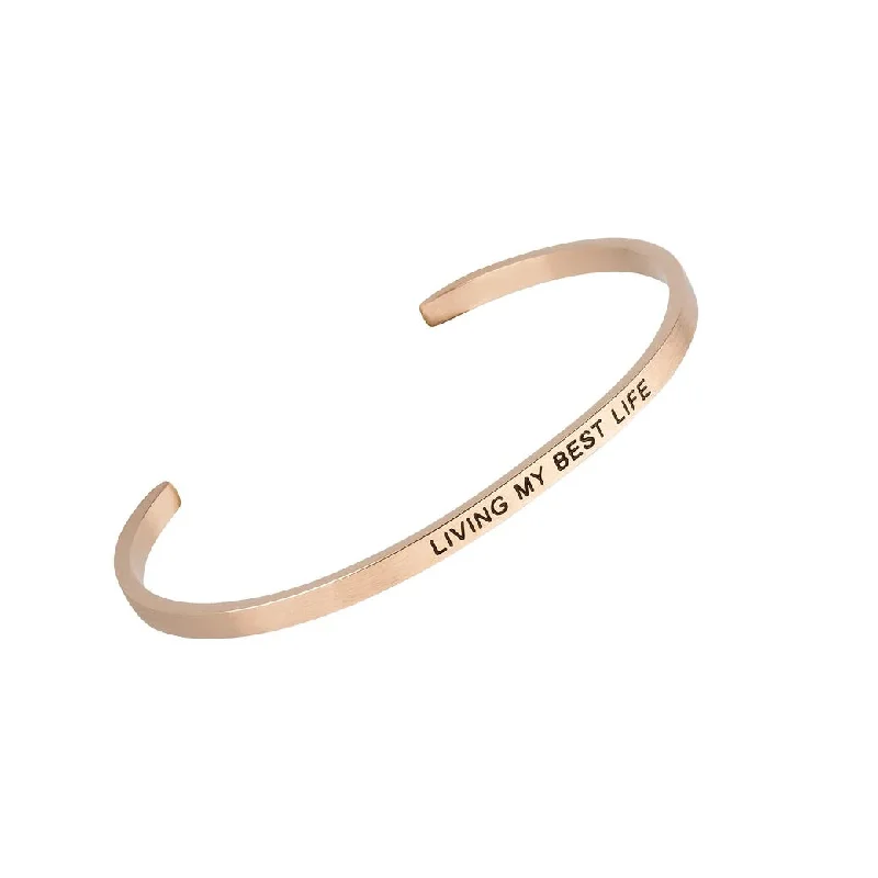 Ladies textured leather bracelets -Living My Best Life' Rose Gold Embracelet