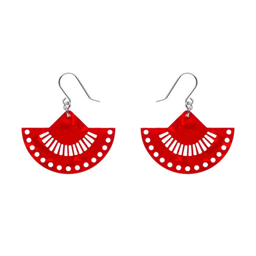 Ladies Earrings with Globe Spark-Erstwilder - Boho Fan Essential Drop Earrings - Red