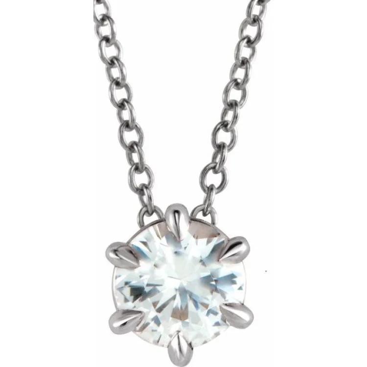 Ladies seaside shell necklaces -Sterling Silver 3/4 CT Natural Diamond Solitaire 16-18" Necklace