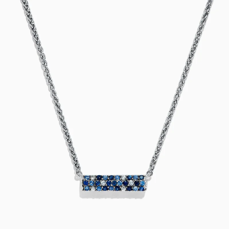 Ladies floral whisper necklaces -Splash Sterling Silver Blue Sapphire Necklace, 0.95 TCW