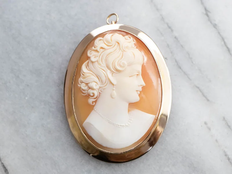 Ladies halo charm brooches -Large Vintage Cameo Brooch or Pendant