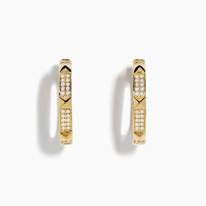 Ladies Earrings for Engineer Shine-D'Oro 14K Yellow Gold Diamond Hoop Earrings