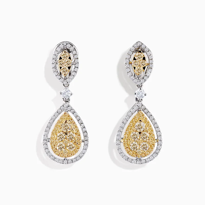 Ladies Earrings for Chef Spark-Canare` 14K Two Tone Yellow and White Diamond Earrings