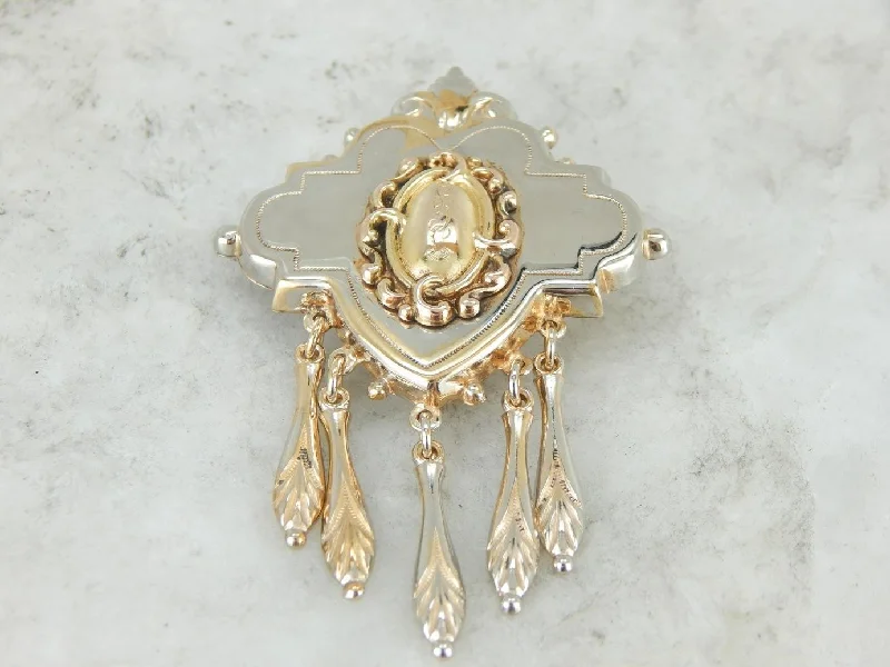 Ladies radiant shine brooches -Victorian Gold Fill Brooch with Monogramed Center