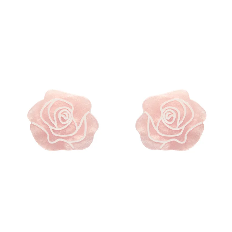 Ladies Earrings Big Glow-Erstwilder - Eternal Rose Stud Earrings - Light Pink