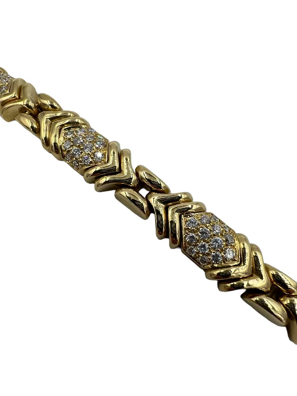 Ladies unicorn shine bracelets -Bvlgari Diamond Yellow Gold Parentesi Bracelet 7.75" Long