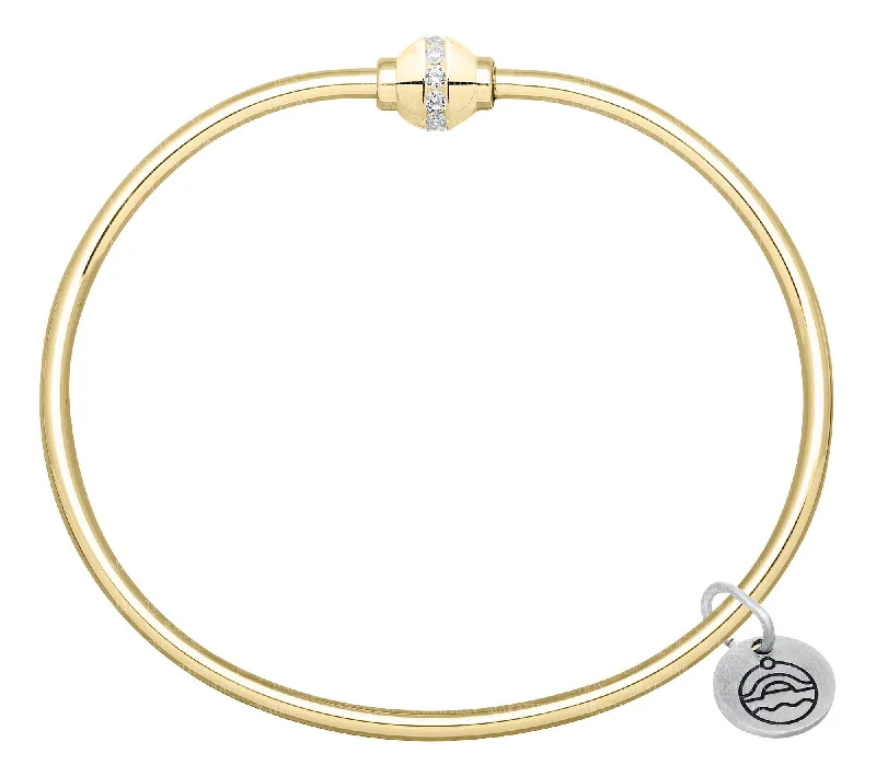 Ladies sleek wrap bracelets -Authentic Cape Cod Bracelet made by Lestage - Solid 14k Gold with Diamond Ball