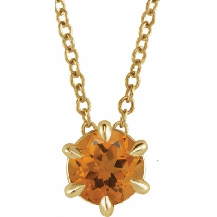 Ladies loving sentiment necklaces -14K Yellow 6 mm Natural Citrine Solitaire 16-18" Necklace