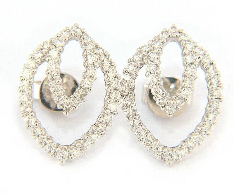 Ladies Earrings for Friend Shine-New 1.33ctw Diamond Concentric Open Leaf Design Earrings in 18kt