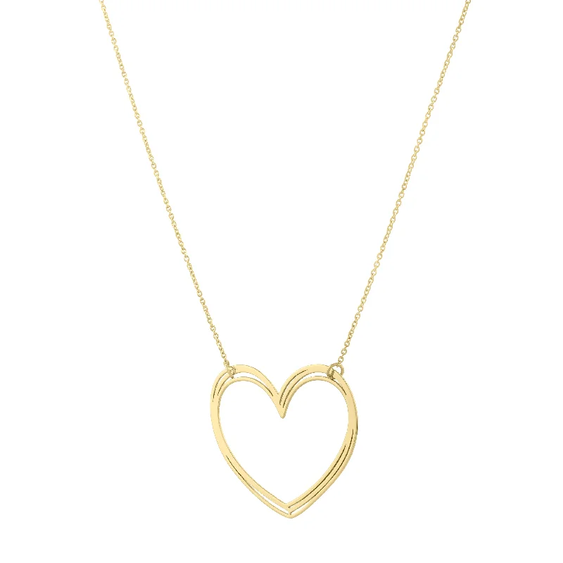 Ladies inspiring spark necklaces -14K Large Open Heart Necklace