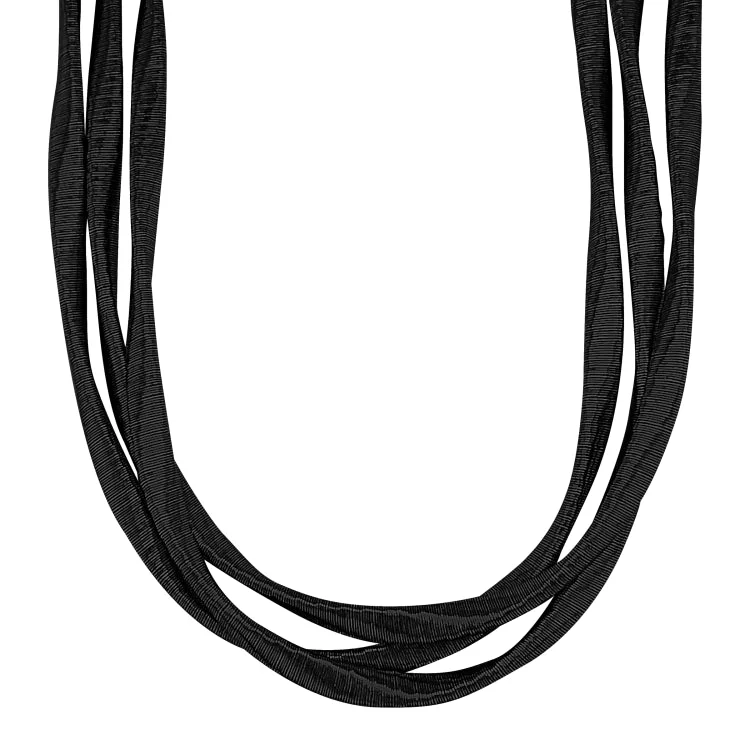 Ladies earthy green necklaces -Black Rhodium Finish Sterling Silver Loosely Twisted Three Cable Necklace - Adjustable 16"-18"