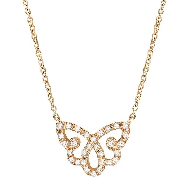 Ladies painted flair necklaces -14KT YELLOW GOLD 1/10 CTW DIAMOND BUTTERFLY PETITE NECKLACE