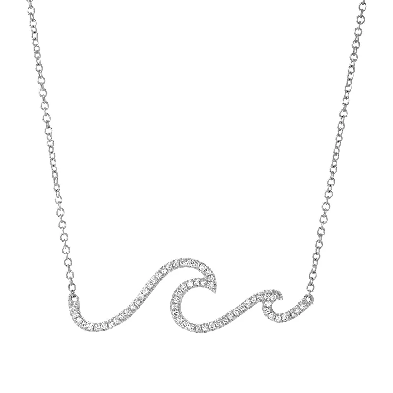 Ladies festive flair necklaces -Wave Necklace in White Gold