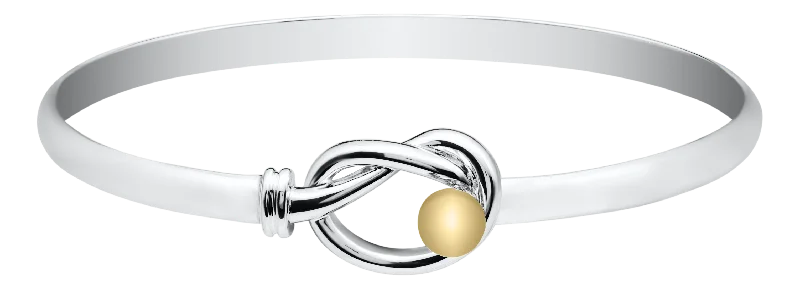 Ladies solar flare bracelets -Love Knot Bracelet in Sterling Silver with 14K Yellow Gold