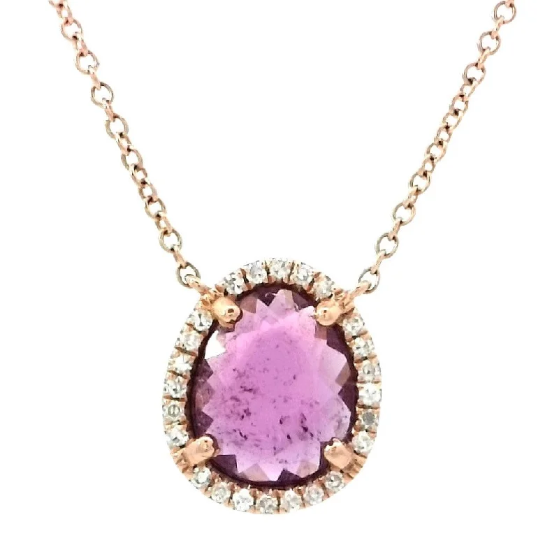 Ladies birthday charm necklaces -Tourmaline Necklace in Rose Gold